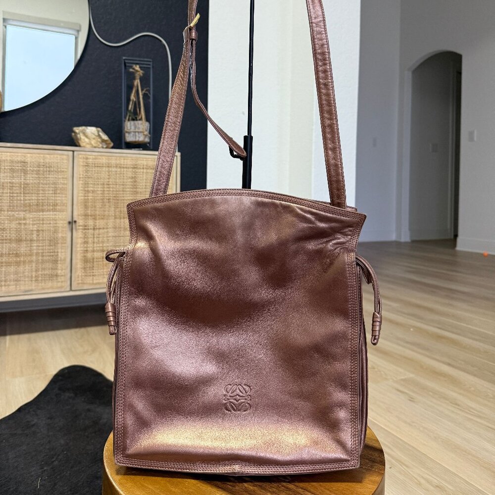 Vintage Loewe Bronze Leather Adjustable Crossbody